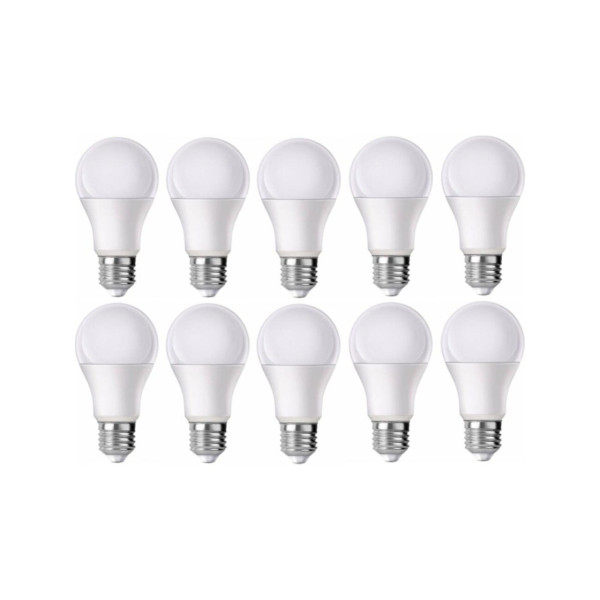 LED 10 Lu Paket Beyaz Işık E27 Duylu 9 Watt Tasarruflu LED Ampul