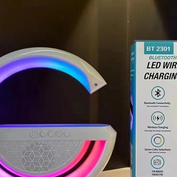 BT-2301 Wireless Kablosuz Şarj Destekli Radyolu Rainbow Aydınlatmalı Bluetooth Hoparlör Fm Radyo