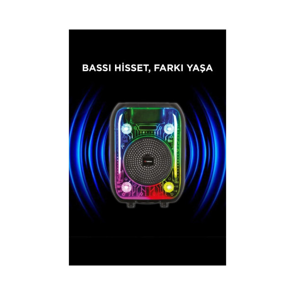 Siyah Kablolu Mikrofonlu Bluetooth Hoparlör