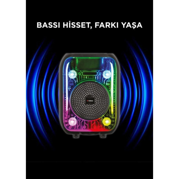 Siyah Kablolu Mikrofonlu Bluetooth Hoparlör