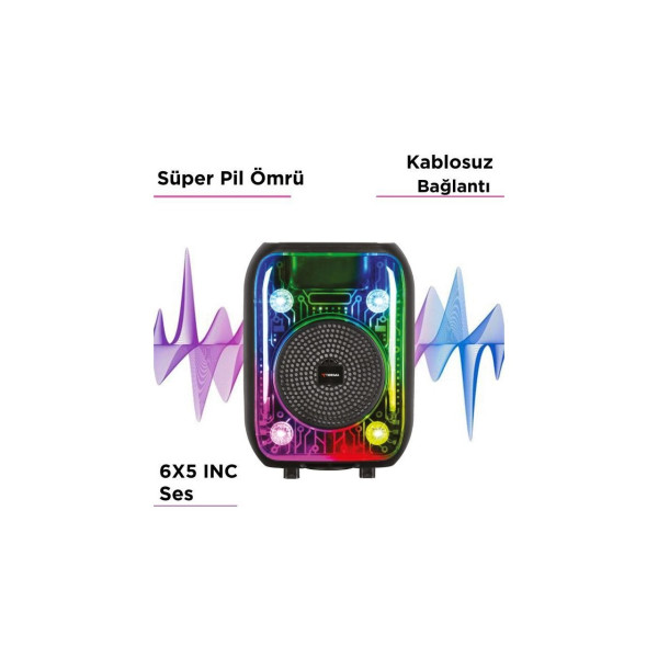 Siyah Kablolu Mikrofonlu Bluetooth Hoparlör