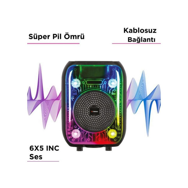 Siyah Kablolu Mikrofonlu Bluetooth Hoparlör