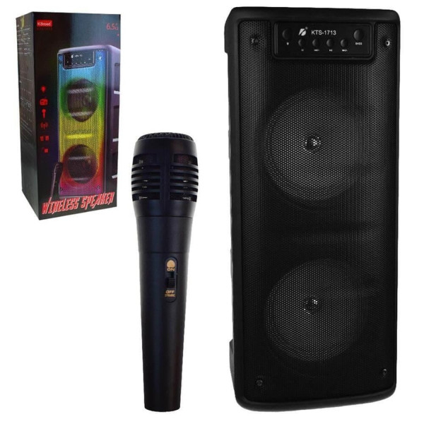 Mikrofonlu Bluetooth Hoparlör Toplantı Parti Led Işıklı Sd Kart Fm Usb Girişli Speaker Kts-1713